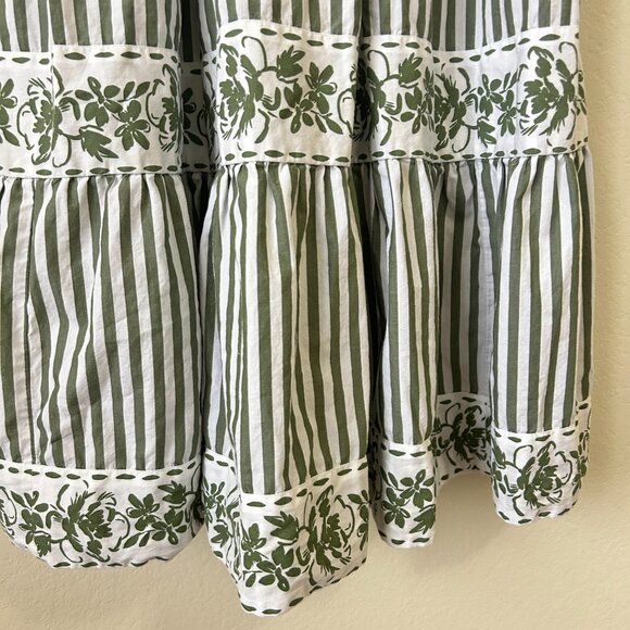 Crown Ivy Dress Womens 4 Sage Green Floral Striped Smocked Sleeveless Midi - Picture 5 of 9